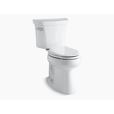 Elongtd 1.28 GPF Chair Hgt Toilet W/ Tank Cover Locks & 10 Rgh-In, 1.28 Gpf, White